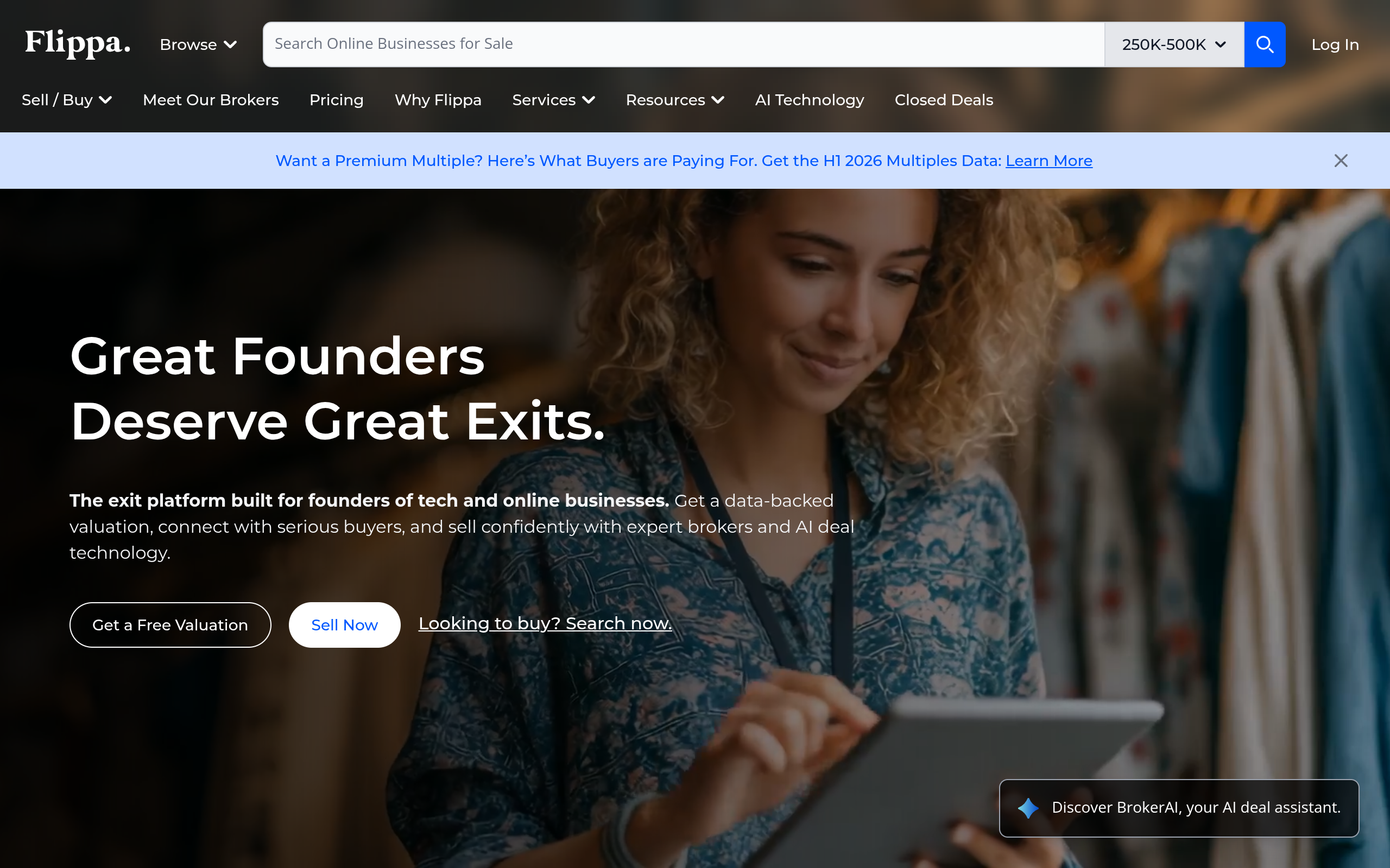Screenshot of flippa.com
