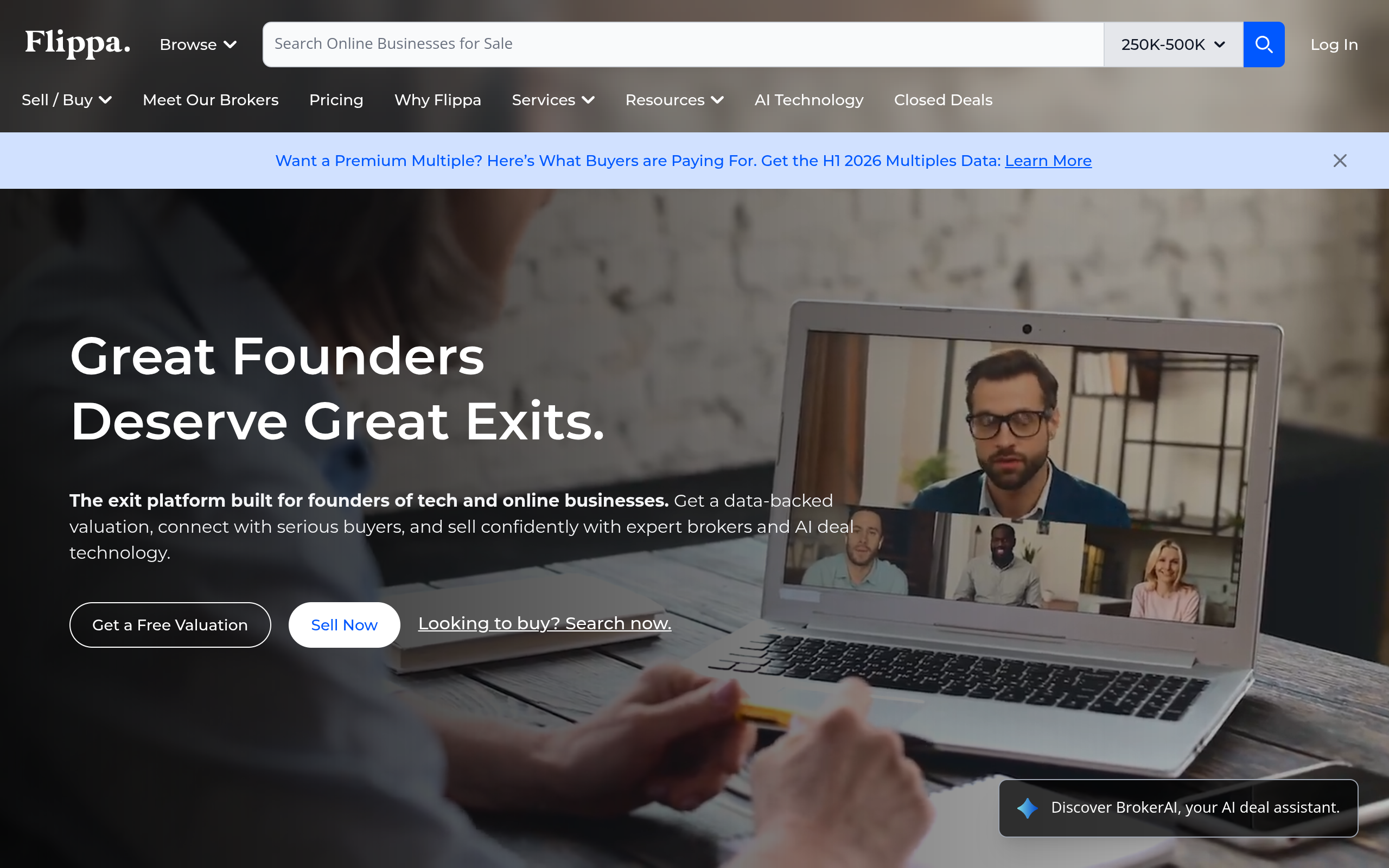 Screenshot of flippa.com