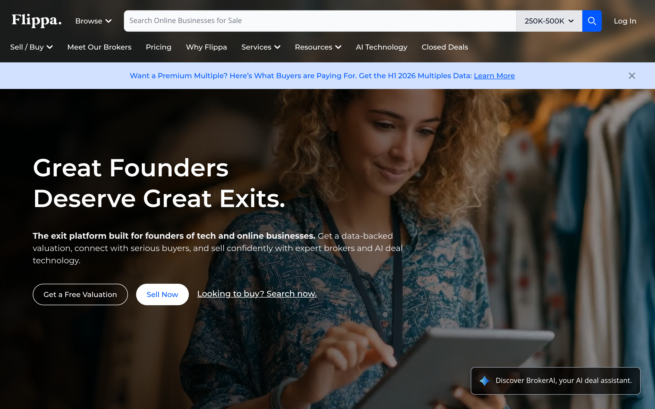 Screenshot of flippa.com