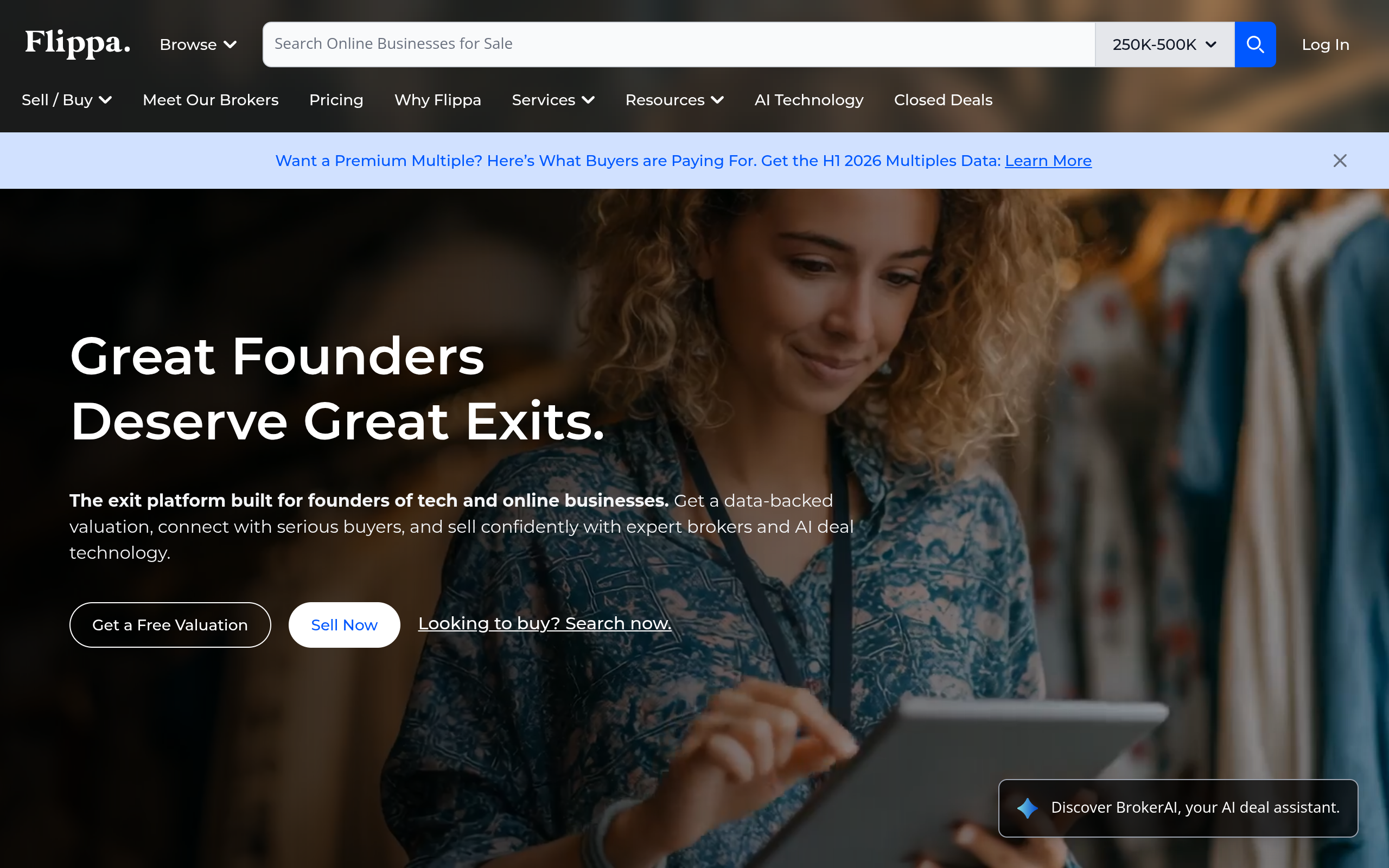 Screenshot of flippa.com