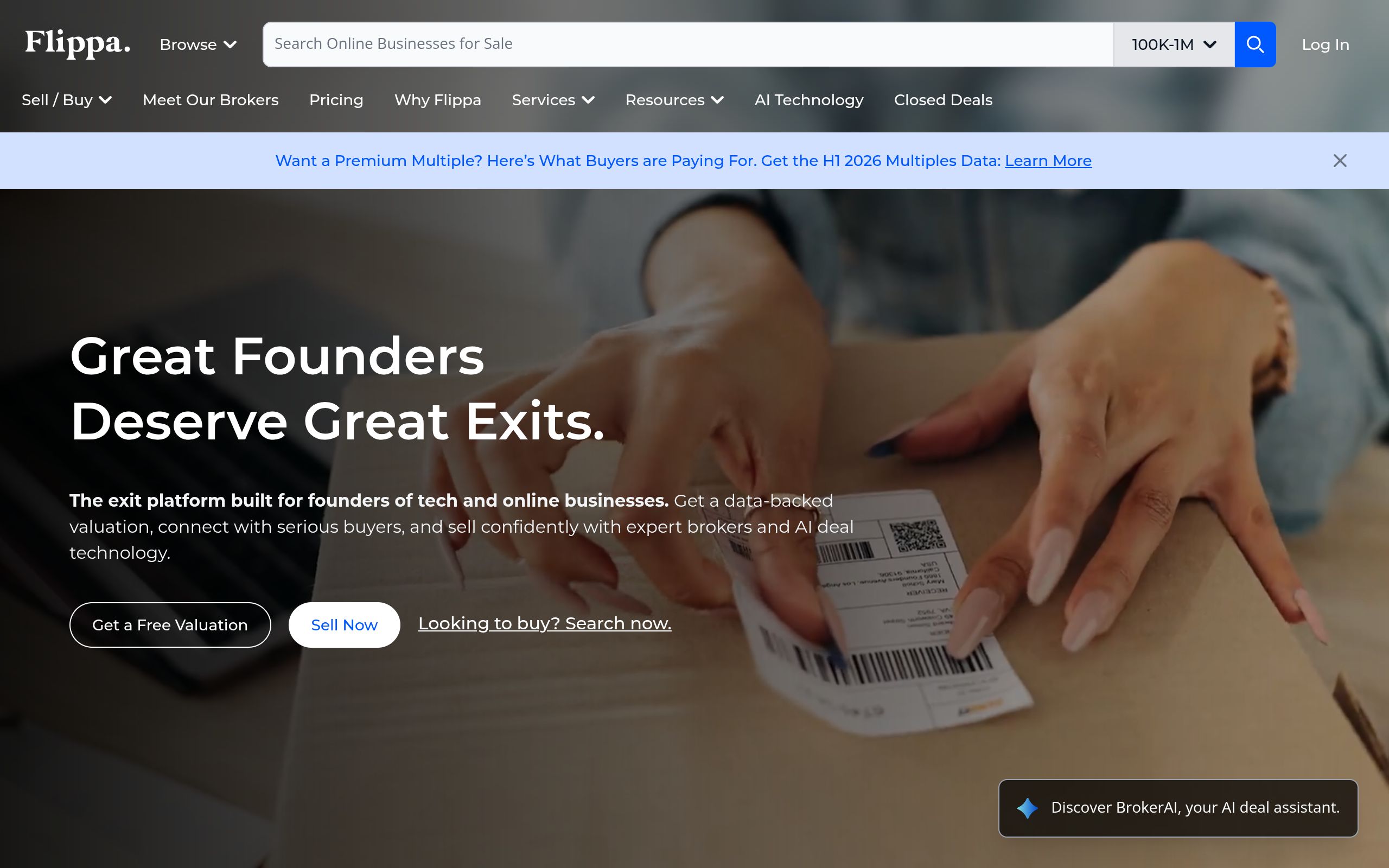 Screenshot of flippa.com