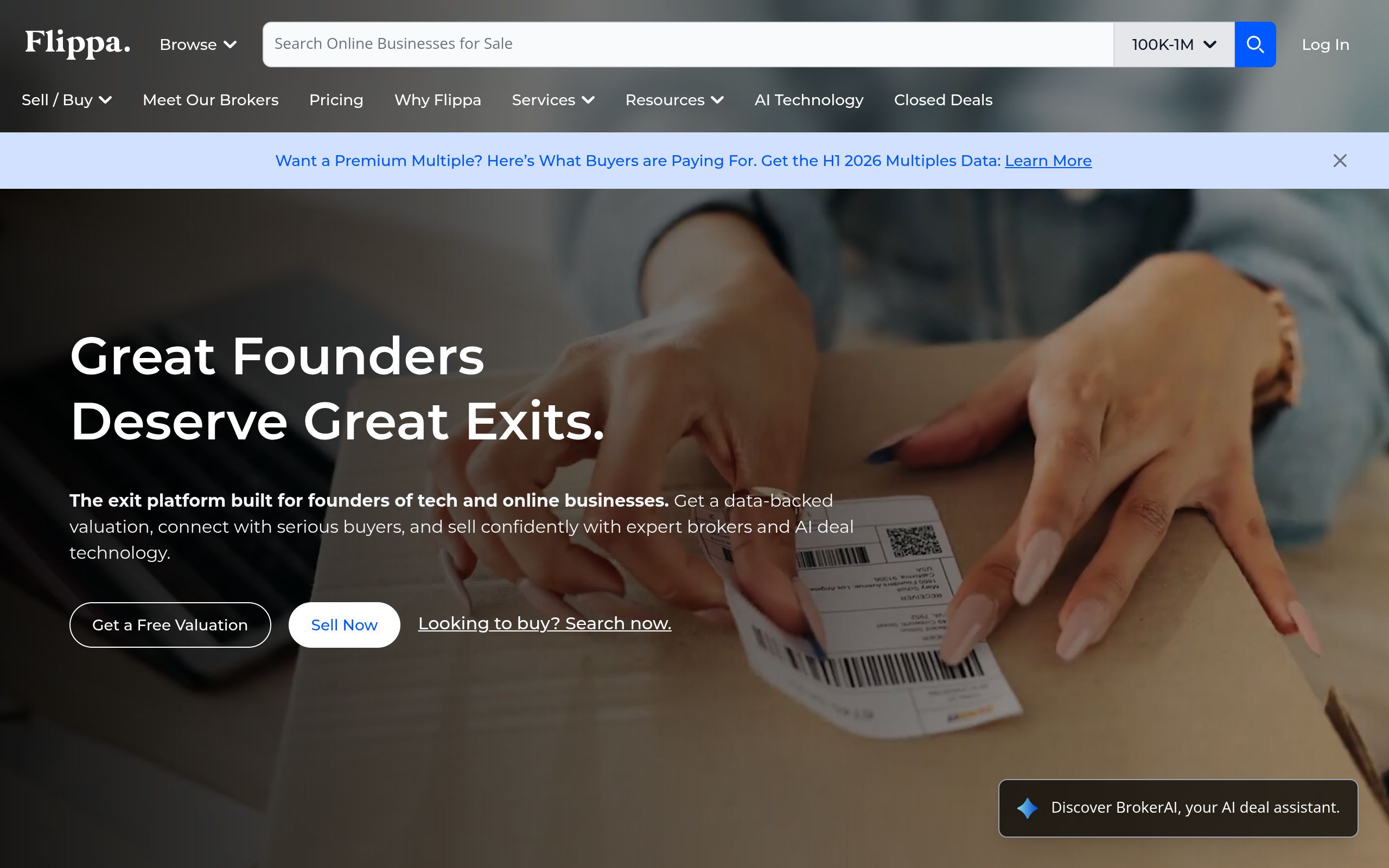 Screenshot of flippa.com