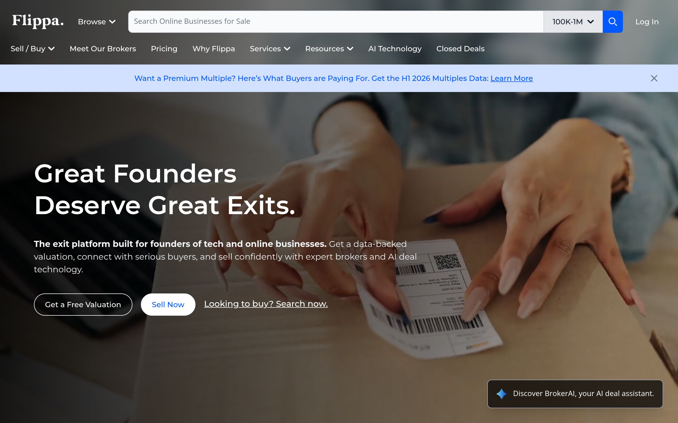 Screenshot of flippa.com